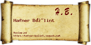 Hafner Bálint névjegykártya